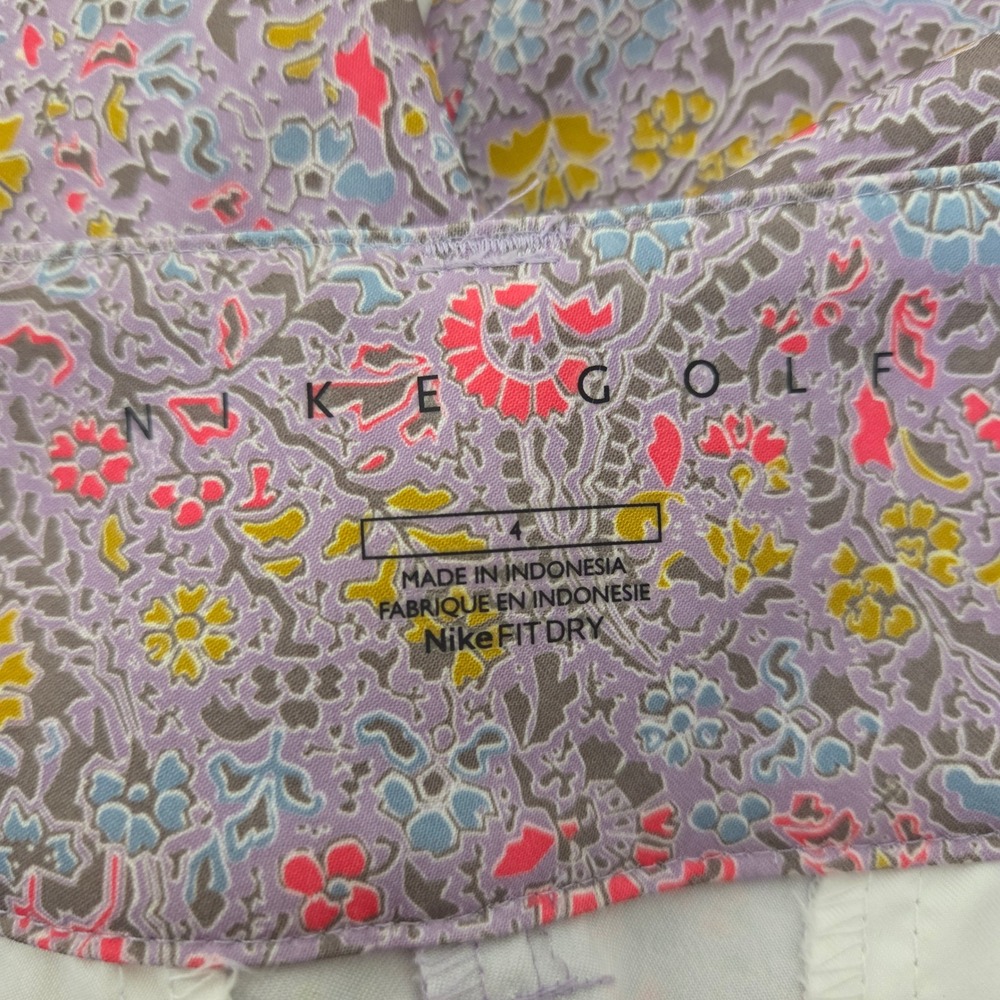 Nike Golf Fit Dry Womens Floral Paisley Bermuda Shorts Purple Pink Size 4 - Picture 4 of 5